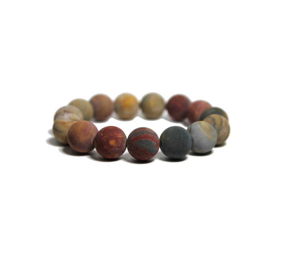 🔴 Bracelet - Matte Picasso Jasper 12mm.